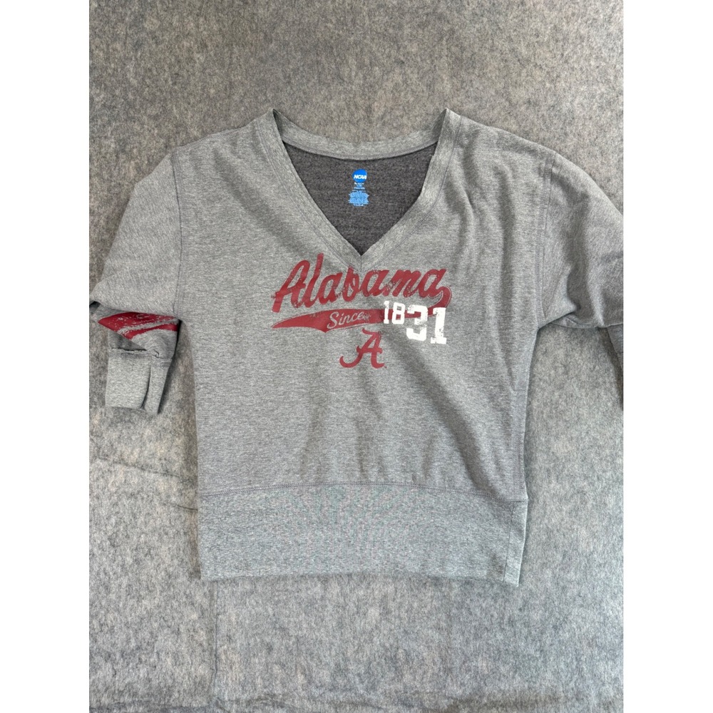 NCAA Alabama Sweatshirt Womens Large Gray Cotton V-Neck Collegiate Gameday Logo